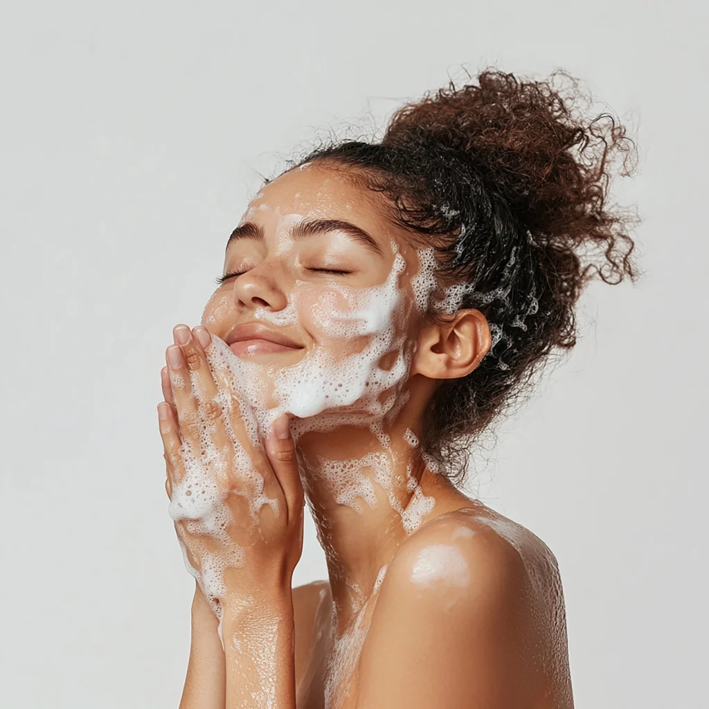 From Cleanser to Moisturizer Build Your Skincare Routine - woman with her face covered white paint 1 - Online shopping in Sri Lanka