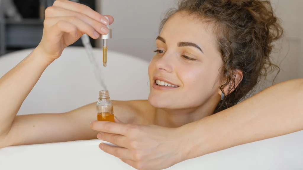 woman relaxing bathtub with serum - Online shopping in Sri Lanka